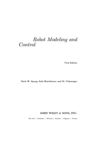 Portada de Robot modeling and control