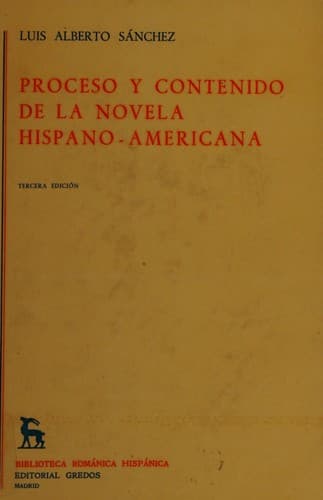 Portada de Proceso Y Contenido De La Novela Hispanoamericana