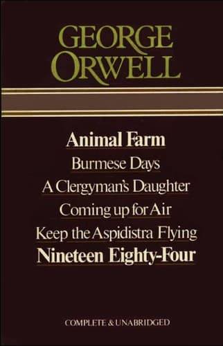 Portada de Animal farm ; Burmese days ; A clergyman's daughter ; Coming up for air ; Keep the aspidistra flying ; Nineteen eighty-four