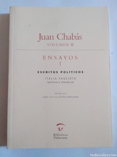 Portada de Ensayos 1 escritos políticos : Italia facista (política y literatura)