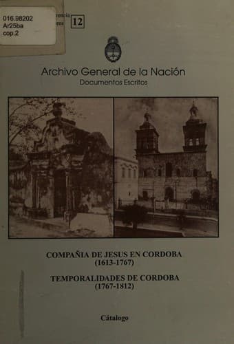 Portada de Compañia de Jesús y temporalidades de Córdoba