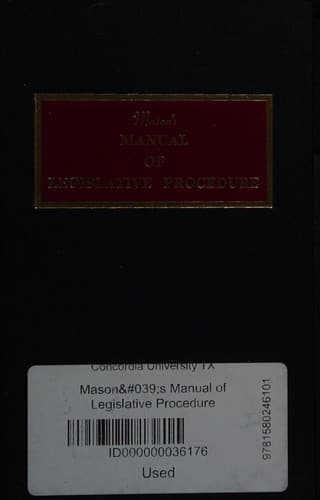 Portada de Mason's manual of legislative procedure