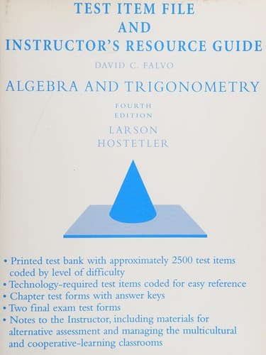 Portada de Test item file and instructor's resources guide [for] algebra and trigonometry
