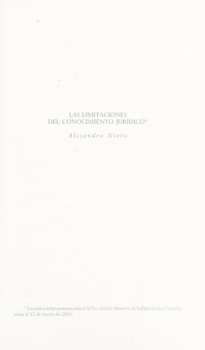 Portada de Limitaciones Conocimiento Juridico