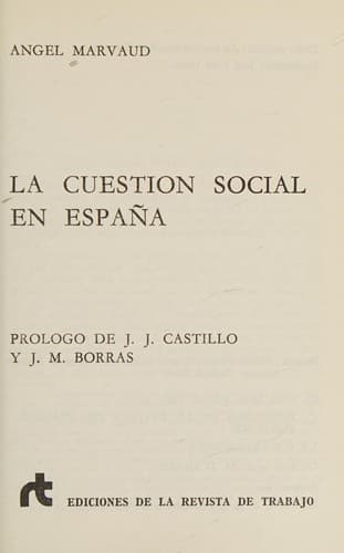 Portada de La cuestion social en Espa na