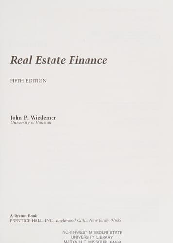 Portada de Real estate finance
