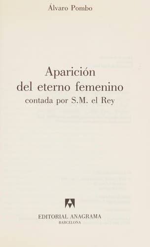 Portada de Aparición del eterno femenino contada por S.M. el Rey
