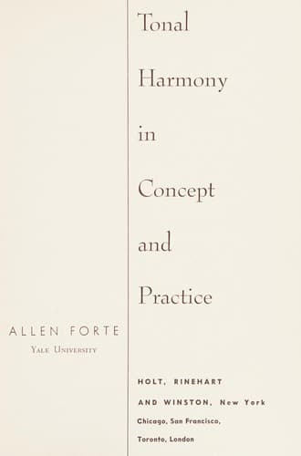 Portada de Tonal harmony in concept and practice