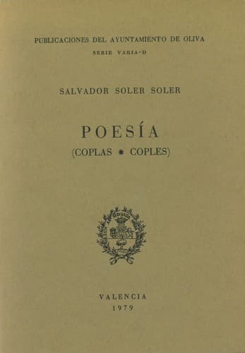 Portada de Poesia: (coplas-coples) (Publicaciones del Ayuntamiento de Oliva : Serie Varia-D)