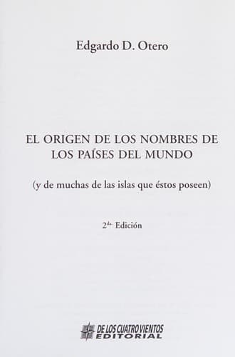 Portada de El origen de los nombres de los países del mundo