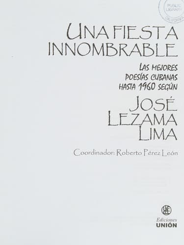 Portada de Una fiesta innombrable