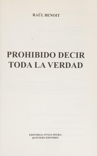 Portada de Prohibido decir toda la verdad