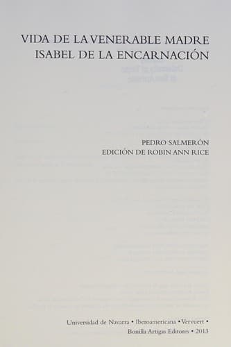 Portada de Vida de la venerable madre Isabel de la Encarnación