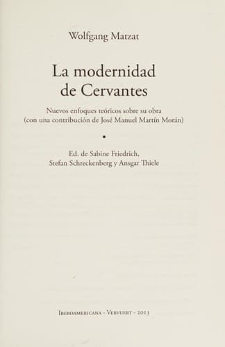 Portada de La modernidad de Cervantes