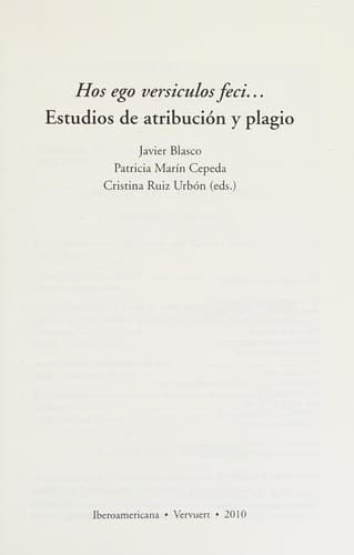 Portada de Hos ego versiculos feci--