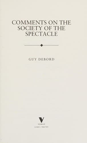Portada de Comments on the society of the spectacle