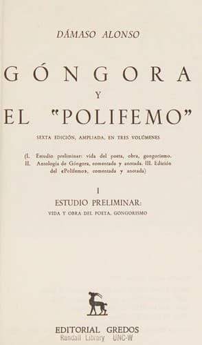 Portada de Góngora y el "Polifemo"