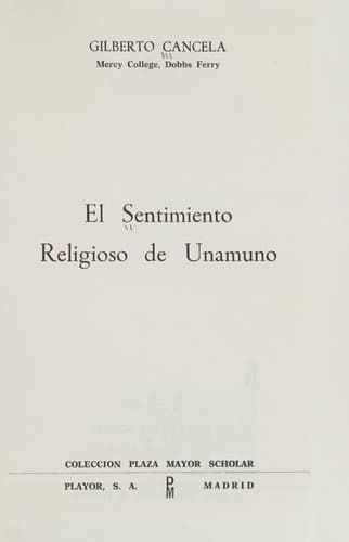 Portada de El sentimiento religioso de Unamuno.