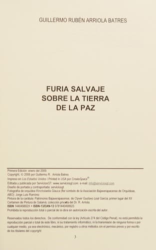 Portada de Furia salvaje sobre la tierra de la paz