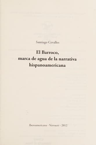 Portada de El Barroco, marca de agua de la narrativa hispanoamericana