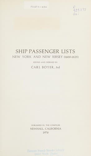 Portada de Ship Passenger Lists