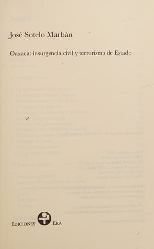 Portada de OAXACA. INSURGENCIA CIVIL Y TERRORISMO DE ESTADO.