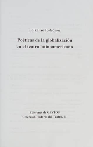 Portada de Poeticas de la globalizacion en el teatro latinoamericano