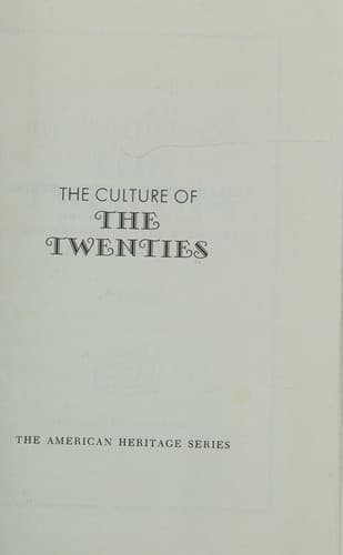 Portada de The Culture of the Twenties