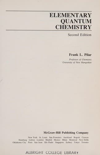 Portada de Elementary quantum chemistry