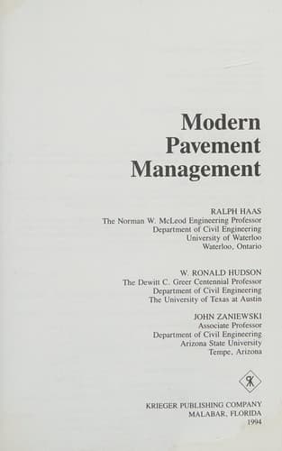 Portada de Modern pavement management