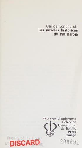 Portada de La novelas históricas de Pío Baroja