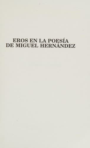 Portada de Eros en la poesía de Miguel Hernández