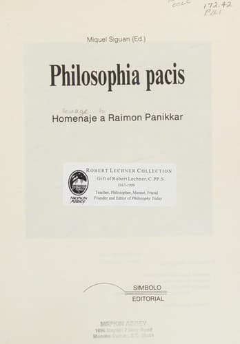 Portada de Philosophia pacis