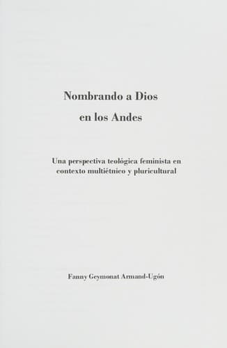Portada de NOMBRANDO A DIOS EN LOS ANDES