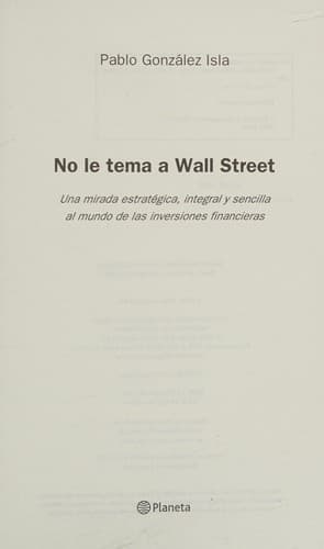 Portada de No Le Tema a Wall Street