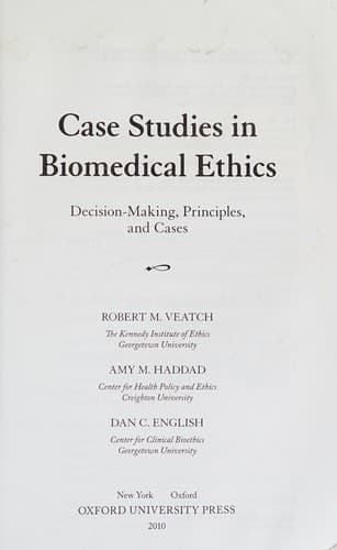Portada de Case studies in biomedical ethics