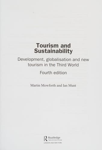 Portada de Tourism and Sustainability