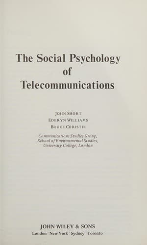 Portada de The social psychology of telecommunications