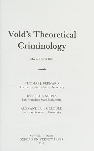Portada de Vold's theoretical criminology