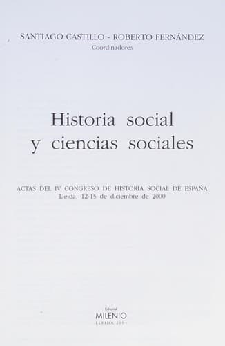 Portada de Historia social y ciencias sociales