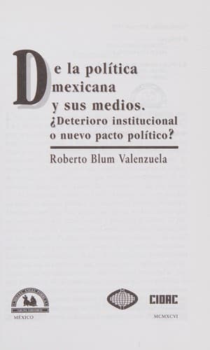 Portada de De la política mexicana y sus medios