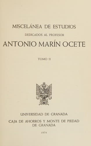 Portada de Miscelánea de estudios dedicados al profesor Antonio Marín Ocete.