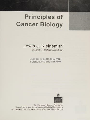 Portada de Principles of Cancer Biology