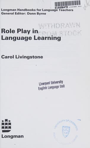 Portada de Role play in language learning