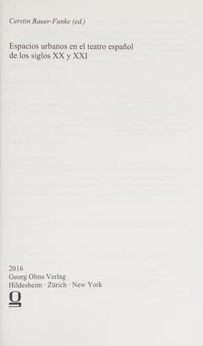 Portada de Espacios urbanos en el teatro espanol de los siglos XX y XXI