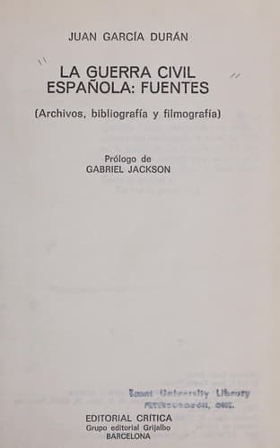 Portada de La guerra civil española: fuentes