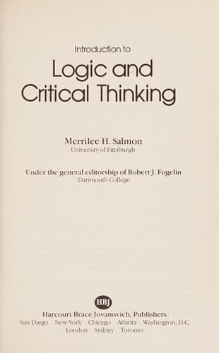 Portada de Introduction to logic and critical thinking