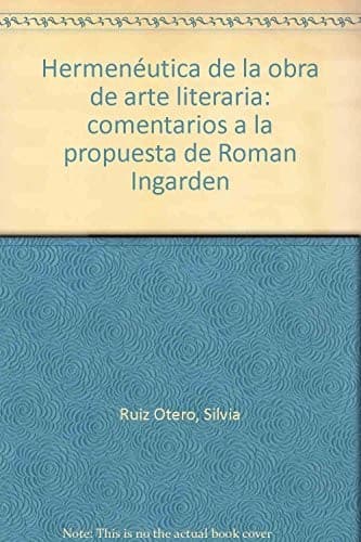 Portada de Hermenéutica de la obra de arte literaria