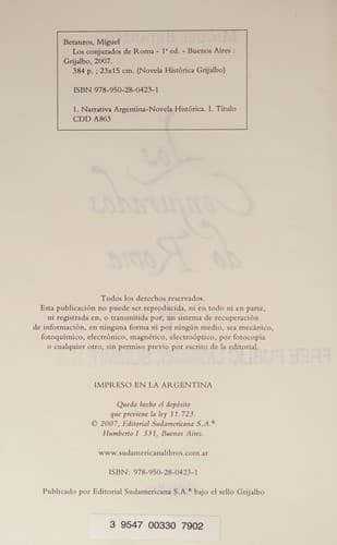 Portada de Los conjurados de Roma
