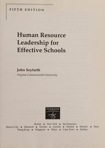 Portada de Human resource leadership for effective schools